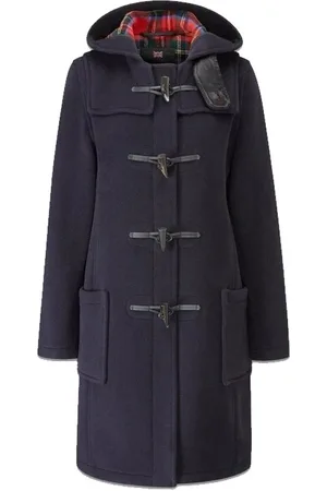 Gloverall Frakke, Herre, Blå, S, Uld, Vintage Dufflecoat Navy Royal Stewart