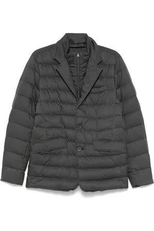 HERNO Jakke, Herre, Grå, 3XL, Uld, Dunjakke med quiltet design og aftageligt indlæg