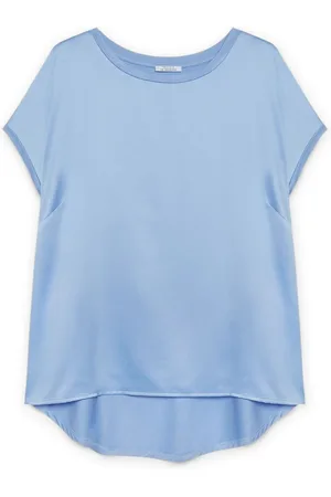 Fiorella rubino Bluser & Skjorter, Dame, Blå, L, Satin, Satinbluse