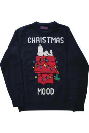 MC2 SAINT BARTH Strik, Herre, Blå, L, Cashmere, Cashmere Sweater Snoopy Lights