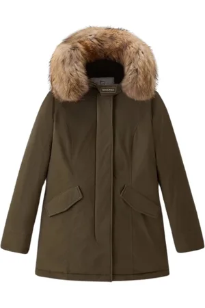 Woolrich Jakke, Dame, Grøn, S, Uld, Luksuriøs Arktisk Vaskebjørneparka