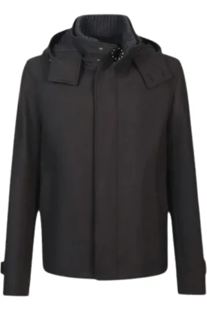 HERNO Jakke, Herre, Sort, XL, Uld, Wool Blend Hooded Coat