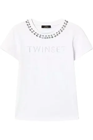 Twin-Set Top, Dame, Hvid, S, Håndbroderet Logo T-shirt