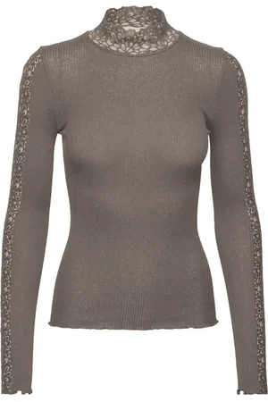 Rosemunde Top, Dame, Grå, XL, Bomuld, Falcon Lace Top Langærmet