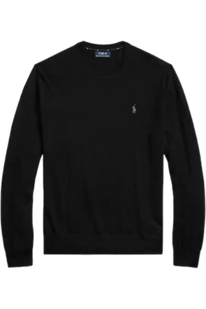 Ralph Lauren Strik, Herre, Sort, XL, Uld, Rundhalsstrikket Trøje