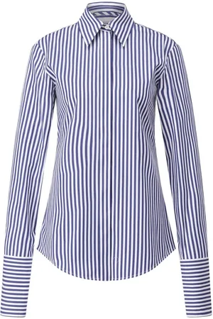 Sportmax Bluser & Skjorter, Dame, Blå, L, Bomuld, Stribet Skjorte Conio