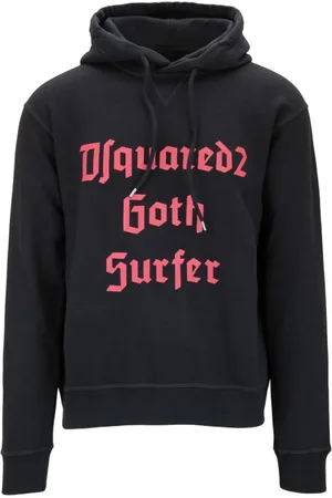 Dsquared2 Sweathshirts & Hoodies, Herre, Sort, S, Bomuld, Hættetrøje med trykt kontrasttekst