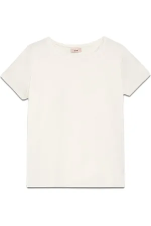 Oltre Top, Dame, Hvid, L, Bomuld, T-shirt lavet af to forskellige materialer
