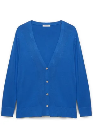 Fiorella rubino Strik, Dame, Blå, L, Cardigan med V-udskæring i Lenzing™ Ecovero™ Viskose