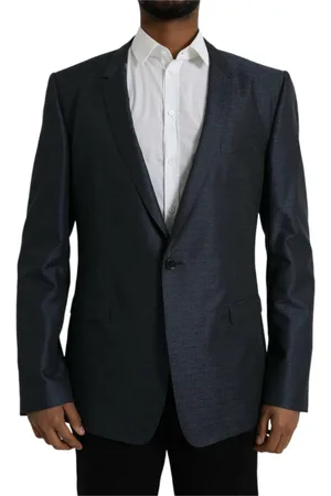 Dolce & Gabbana Jakke, Herre, Blå, 3XL, Uld, Blå Uldfrakke Gold Enkeltbrystet Blazer