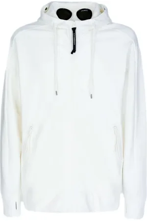 C.P. Company Sweathshirts & Hoodies, Herre, Hvid, L, Bomuld, Zip Hoodie med Originale Briller
