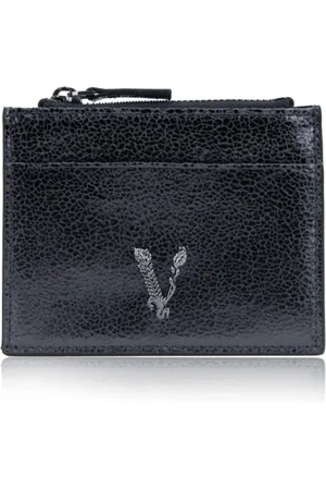 VERSACE Tilbehør, Dame, Sort, ONE SIZE, Læder, Lamineret læder lynlås tegnebog