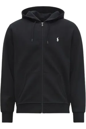 Ralph Lauren Sweathshirts & Hoodies, Herre, Sort, 2XL, Bomuld, Sort sort dobbeltstrikket hættetrøje med lynlås