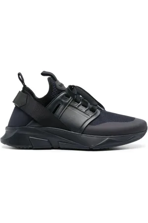 Tom Ford Sko, Herre, Blå, 41 EU, Bomuld, Jago Leather Neoprene Sneakers