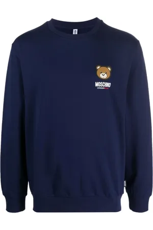 Moschino Sweathshirts & Hoodies, Herre, Blå, S, Bomuld, Blå sweater med logo-print