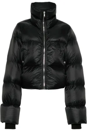 Rick Owens Jakke, Dame, Sort, S, Sort Sort Pufferjakke med Skildpaddehals