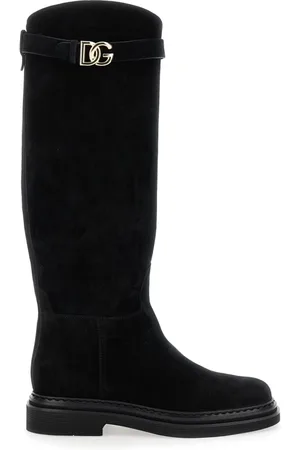 Dolce & Gabbana Sko, Dame, Sort, 39 EU, Høje støvler med flad sål