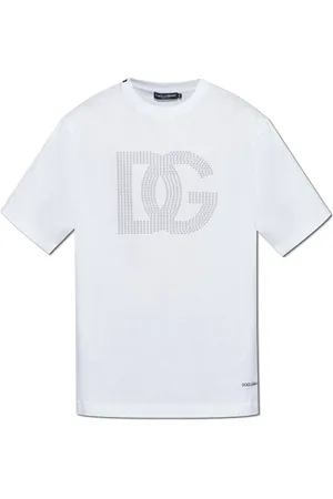 Dolce & Gabbana Top, Herre, Hvid, 2XL, Bomuld, Logo T-shirt