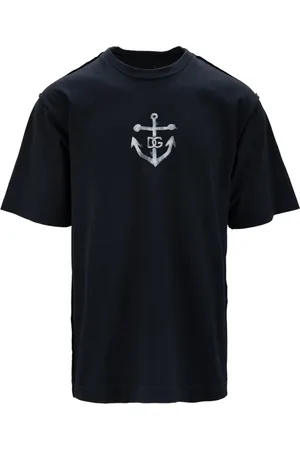 Dolce & Gabbana Top, Herre, Blå, L, Bomuld, Herre Grafisk Print Bomuld T-shirt