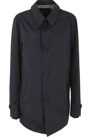 HERNO Frakke, Herre, Blå, 7XL, Uld, Regnjakke