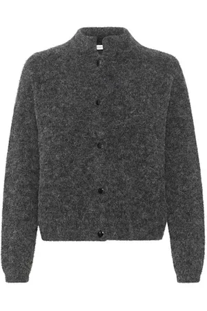 Gestuz Strik, Dame, Grå, XL, Uld, Kort Cardigan