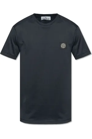 Stone Island Top, Herre, Blå, M, Bomuld, Marineblå T-shirt med logo