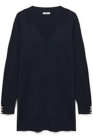 Fiorella rubino Strik, Dame, Blå, L, Lang Pullover med Lenzing™ Ecovero™ Viskose