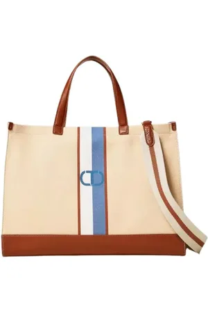Twin-Set Taske, Dame, , ONE SIZE, Kanvas Shopper Taske med Ovalt Design