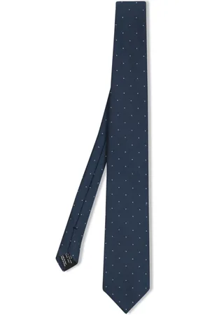 Tom Ford Tilbehør, Herre, Blå, ONE SIZE, Hvid Prikket Silkeslips