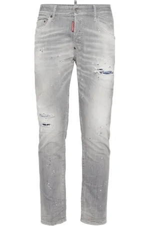 Dsquared2 Jeans, Herre, Grå, XS, Bomuld, Distressed Skinny Jeans