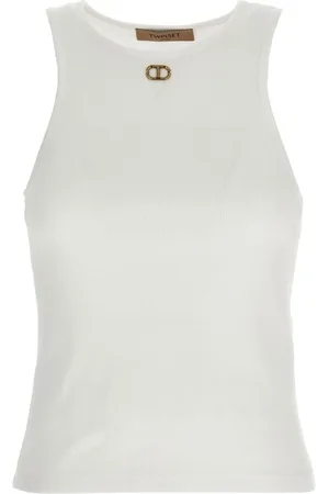 Twin-Set Top, Dame, Hvid, M, Hvid Top til Kvinder