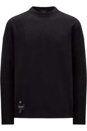 Moncler Strik, Herre, Sort, M, Uld, Crew Neck Jumper