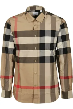 Burberry Skjorte, Herre, , M, Bomuld, Check Stretch Poplin Skjorte