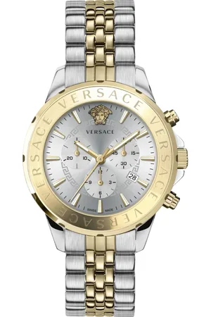 VERSACE Tilbehør, Herre, Grå, ONE SIZE, Uld, Chronograph Signature Ur Gold Sølv