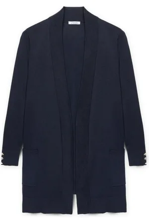 Fiorella rubino Strik, Dame, Blå, L, Lang Cardigan med Lenzing™ Ecovero™ Viskose