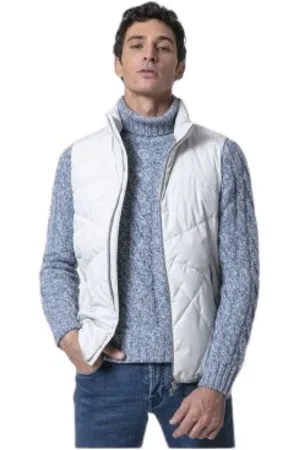 HERNO Jakke, Herre, Hvid, XL, Uld, Ærmeløs Quiltet Vest