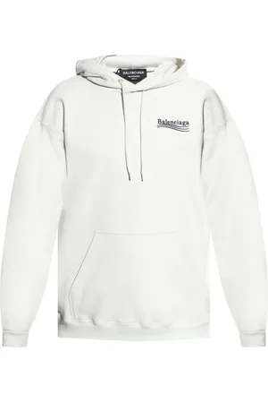 Balenciaga Sweathshirts & Hoodies, Herre, Hvid, XS, Bomuld, Broderet Logo Hoodie