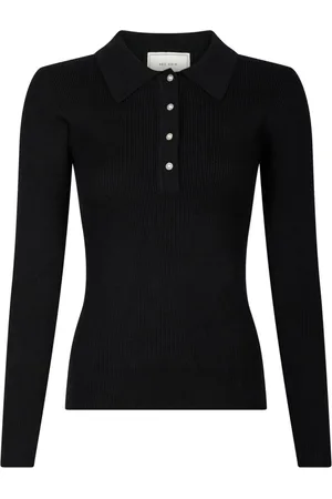 Neo Noir Strik, Dame, Sort, L, Uld, Striktrøje med perleknapper