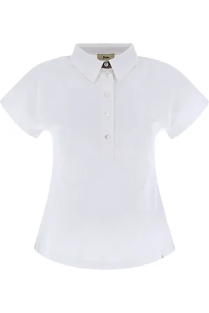 HERNO Top, Dame, Hvid, M, Bomuld, Bomulds Interlock Polo med Monogram