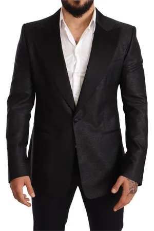 Dolce & Gabbana Jakke, Herre, Sort, L, Polyester, Elegant Sort Metallic Slim Fit Blazer Jakke