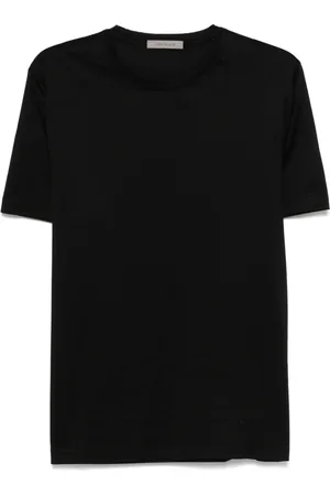 corneliani Top, Herre, Sort, L, Bomuld, Broderet Bomuld T-shirt Lavet i Italien