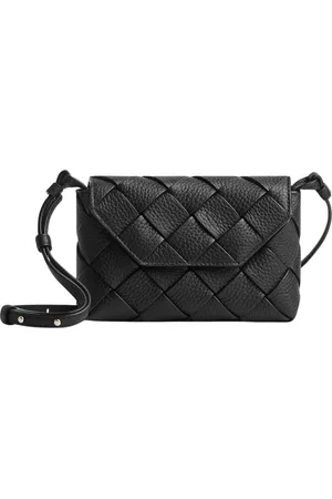 Bottega Veneta Taske, Herre, Sort, ONE SIZE, Uld, Sort skuldertaske i sort vævet læder