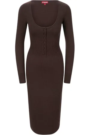 Staud Kjole, Dame, Brun, M, Uld, Scoop Neck Sweater Kjole