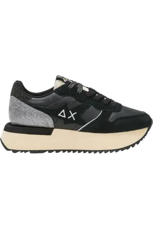 sun68 Sko, Dame, Sort, 37 EU, Uld, Sorte Sneakers med Metallic Detaljer