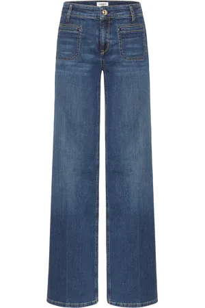 Cambio Jeans, Dame, Blå, L, Uld, Vidde Bukser