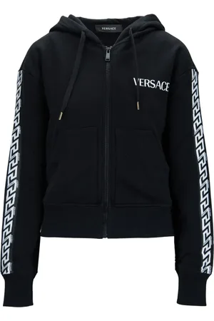 VERSACE Sweathshirts & Hoodies, Dame, Sort, 2XS, Bomuld, Hættetrøje med lynlås og mærkedetaljer