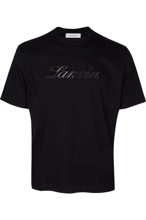Lanvin Top, Herre, Sort, M, Denim, Broderet Logo Sort Denim T-shirt
