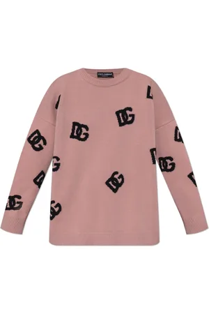 Dolce & Gabbana Strik, Dame, Lyserød, S, Uld, Monogram sweater