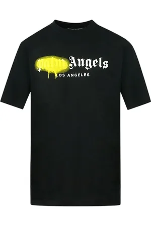 Palm Angels Top, Herre, Sort, 2XL, Bomuld, LA Spray Paint Logo Sort T-shirt