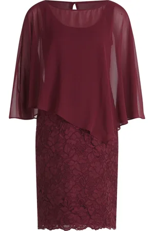 Vera Mont Kjole, Dame, Rød, 7XL, Chiffon, Blondekjole med blonder